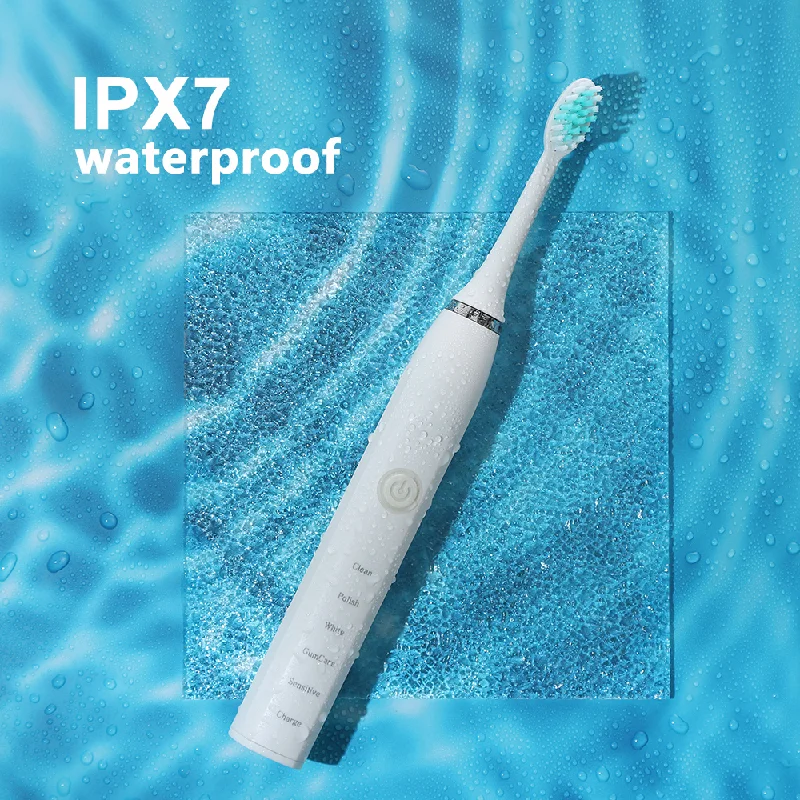 Availablewaterproof 6 Brush Cleaning Brush Usb Rechargeable Adults Kids Mechanical Toothbrush Sonic Electric Toothbrush