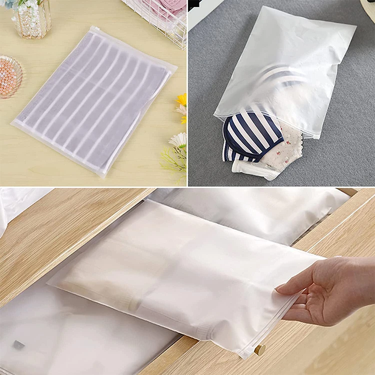 Frosted Zipper Bag Translucence Clothing Packaging Bag Clear PE Ziplock Bags Wholesale With Custom Logo Printed