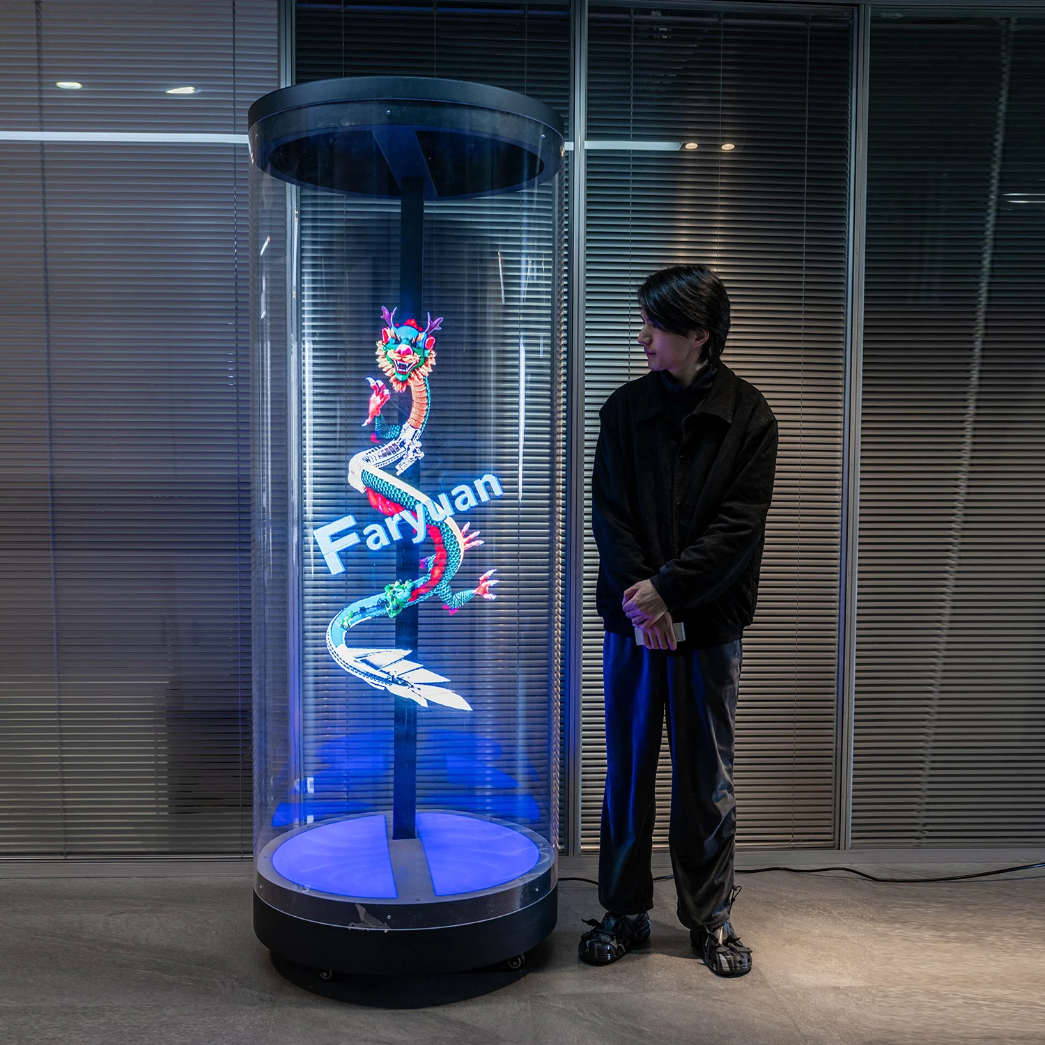 human hologram led fan ,3D display cylinder hologram wall ,hologram advertising display