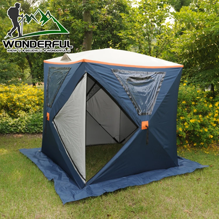 Wholesale Automatic 2 3 Person 300D Oxford Winter Outdoor Opening Cube Camping Pop Up Ice Fishing Tent