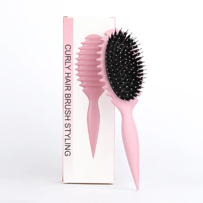 Wheat Straw Curl Define Styling Brush Scalp Massage Detangling Hair Extension Brush Custom Logo Comb Women Curl Defining Brush