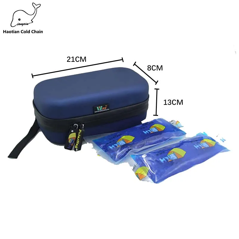 Customized Hard Insulin Cooler Travel Case with 2 Reusable Ice Packs and Temperature Detection Strip Use for Daily Life and Trip