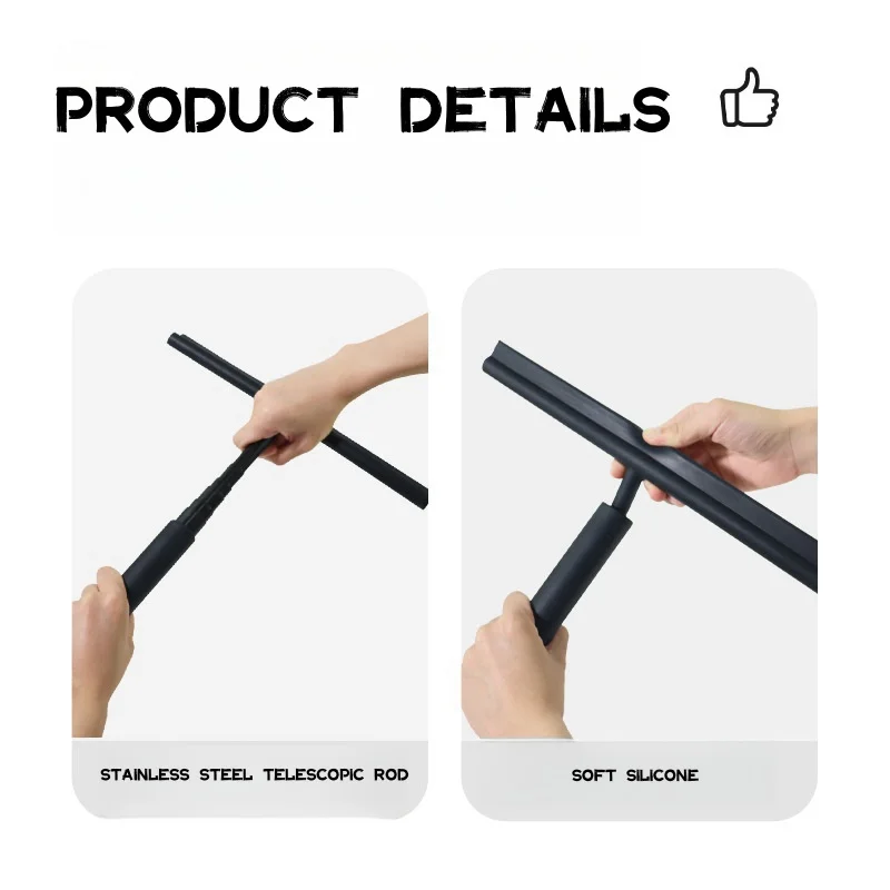 Telescopic scraper  Retractable Silicone Shower Squeegee wholesale floor Wipers window  Blade long handle soft silicone
