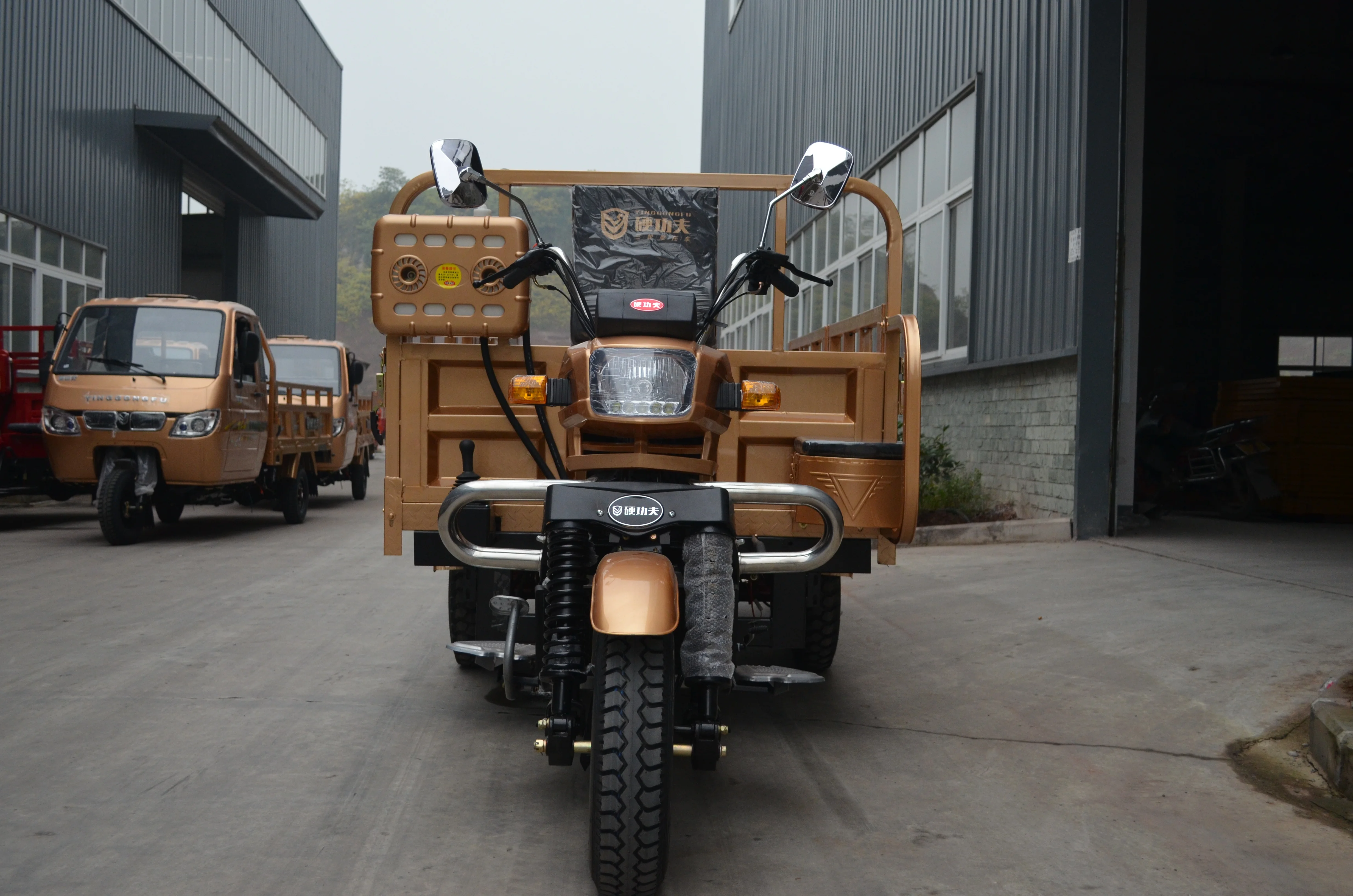 Gas powered farm five wheel cargo tricycle/double rear axle five wheel cargo tricycle with double carriages