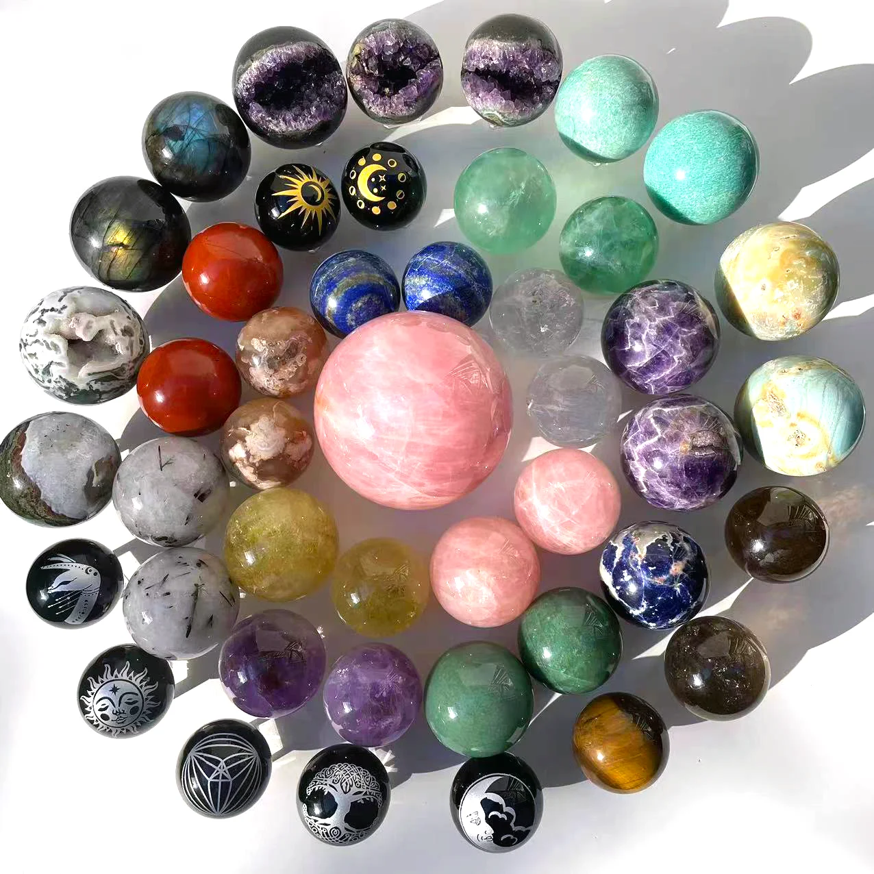 Bulk wholesale rose quartz amethyst citrine crystal sphere natural healing hand stone crystal gemstone ball