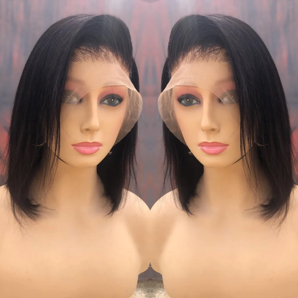 Cheap Short Bob Wigs Human Hair Lace Front Brazilian Virgin HD Frontal Wig Straight for Black Women Vendors