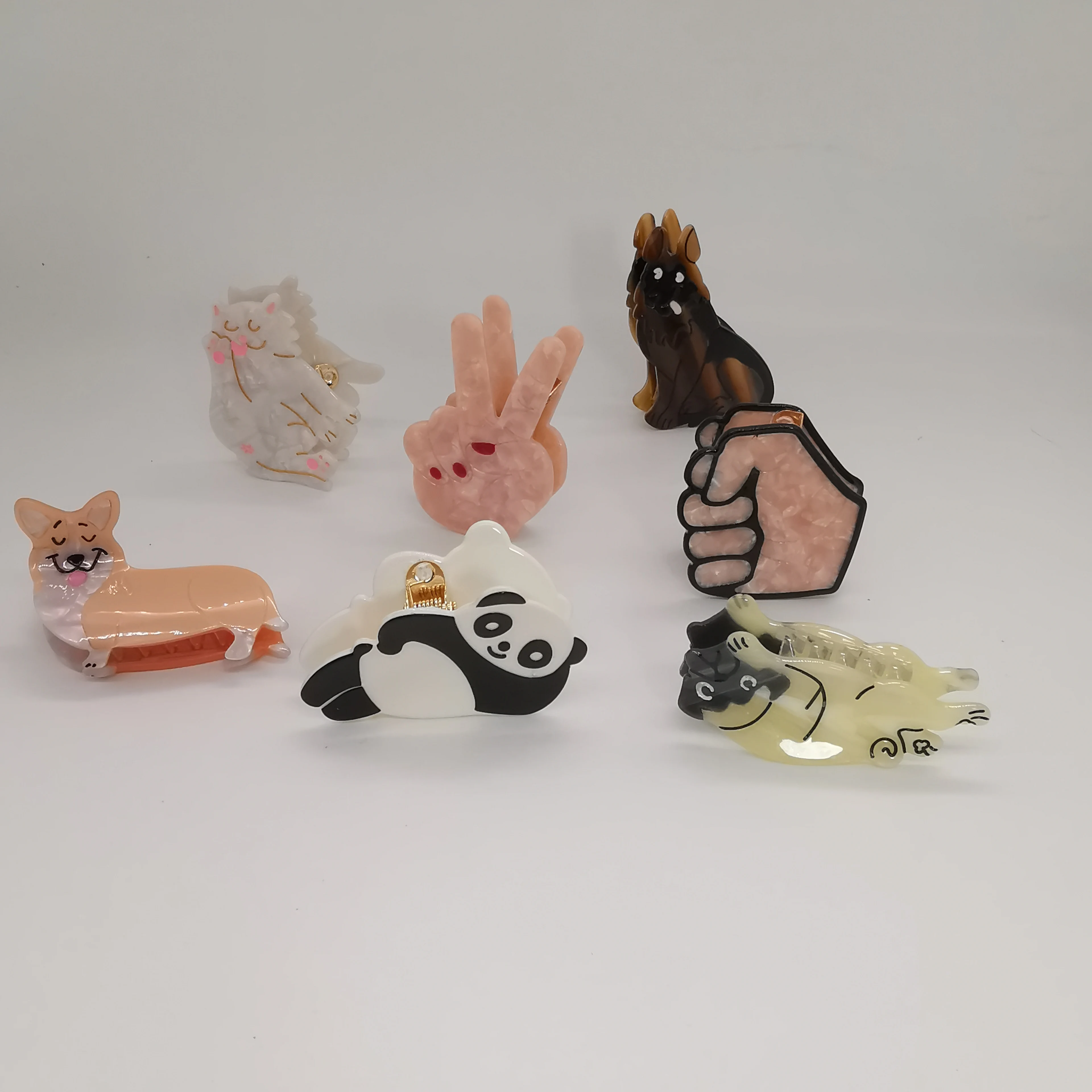 Custom Cellulose Acetate Acetic Acid hair claw Pet Dog cat pet Cartoon hair claw clips for thick hair