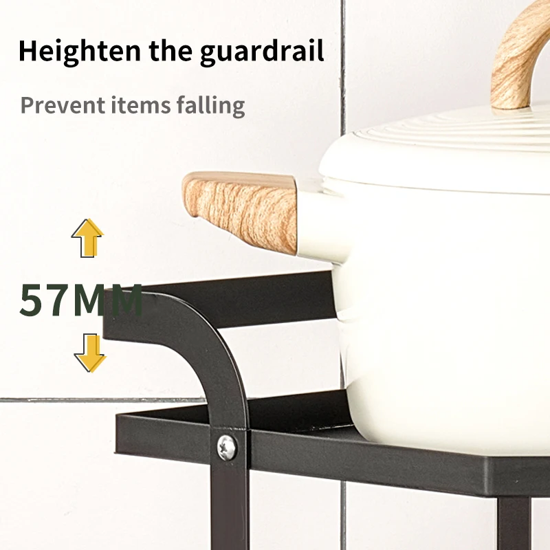 Multi-layer Rolling Metal Kitchen Corner Shelf Pot Pan Storage Organizer Rack for Cookware Stand with Wheels