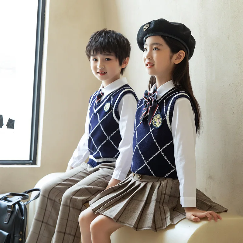 Students Executive Apparel Sets Autumn Winter Hopsack Academy Uniform Blazer Dress Pants Sets