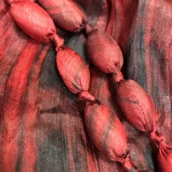 High Quality Necklace Scarf, 100% Vietnam Silk- Loop with Wooden Diamond Beads - OEM, ODM - Fashion Silk Necklace Scarf