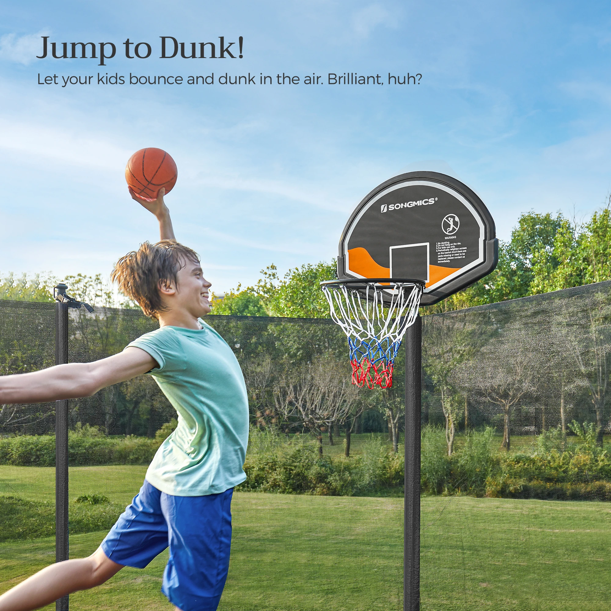 Backyard Jump Bounce Spring Cover Trampolines  Big 15ft Recreational Trampolines with Basketball Hoop and Ladder for Sale