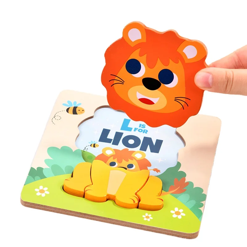 2024 новые деревянные классические головоломки для детей Раннее Обучение мальчиков и девочек настольная игра Мультяшные игрушки с животными