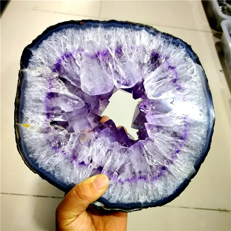 natural rough amethyst cluster geode wholesale large amethyst druzy slab amethyst slice hole for home decoration