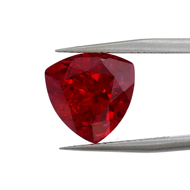 Lab Grown Ruby Pigeon Blood Red Ruby Trillion Shape Natural Cut with Cracks and inclusions Loose Stone Beads Jewelry Making