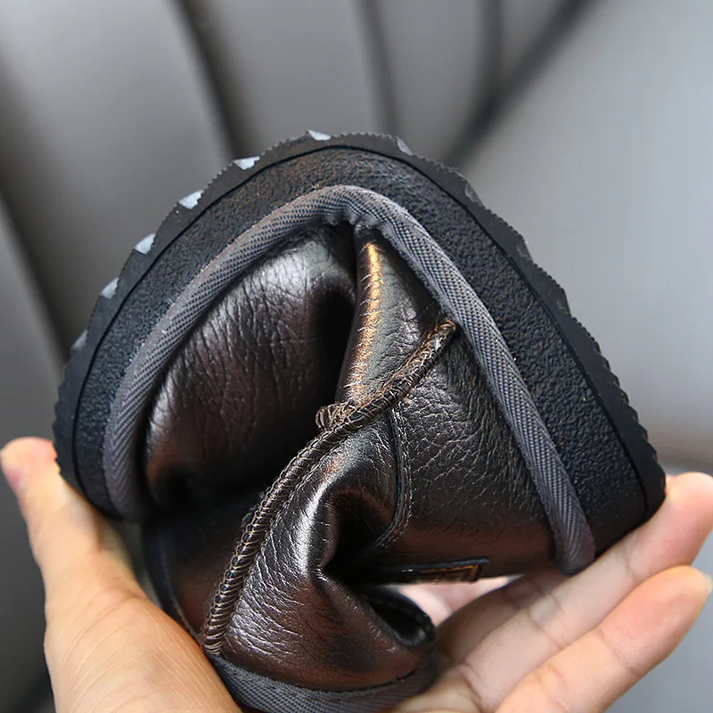 Hot selling children leather shoes unisex snow boots thicken in bulk