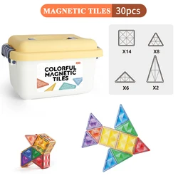 Colorful DIY Magnet Build Tiles 30 pcs Magnetic Construction Tiles Plastic Building Blocks Toys for Kids