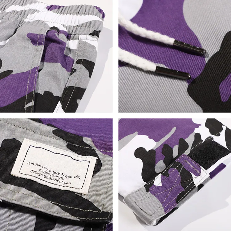 Hot Good Quality Mens Casual Woven Camo Pants Custom Loose Fit Hip Hop Camo Jogger Pants