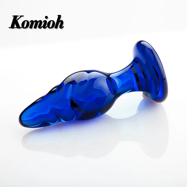 Wholesale 4.7' 12 cm blue glass adult anal sex toys for women men