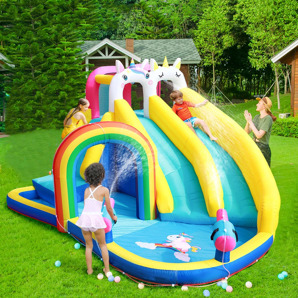 Kids Moonwalk Commercial Inflatable Bounce House Outdoor Jumping Bouncy Castle White Bouncer House Adult Combo With Water Slide