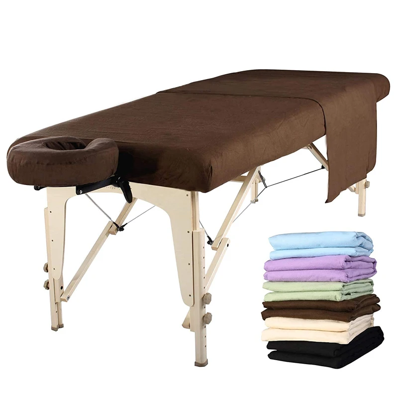 Manufacturer wholesale OEM 100% Cotton Deluxe Massage Table Flannel 3 Piece Sheet Set Cotton Flannel Cover Set For Massage Table