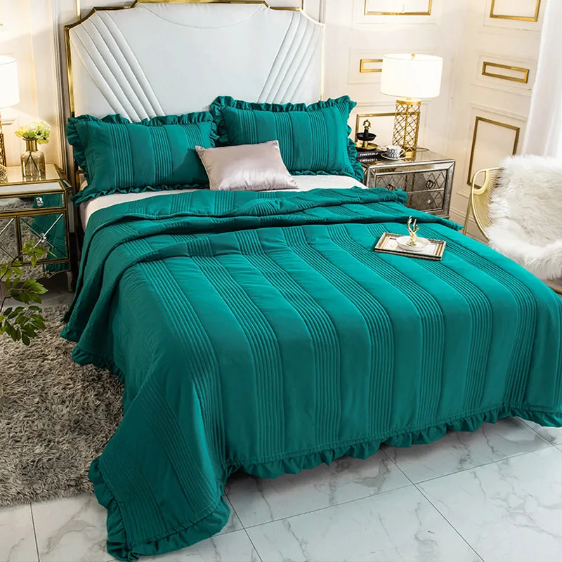 Quilt Bedspread Cotton Vintage Quilts Designers Bedspread Patchwork Chinese Printing Edredon with Lace