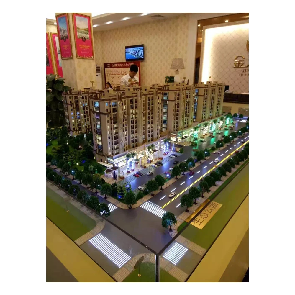 Architectural office building model design, architectural residential building model with lighting system