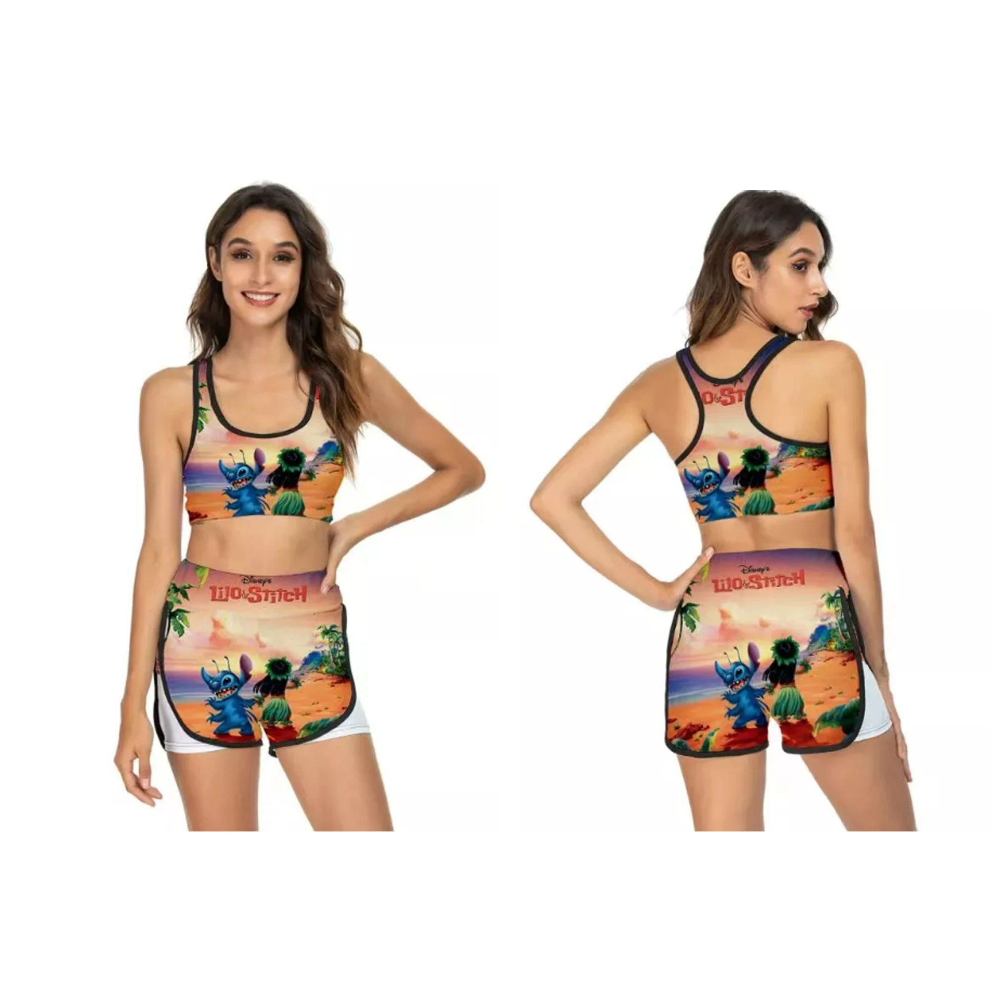 New designs Stitch Angie Two Piece Tank Top Shorts Outdoor Cool Clothes