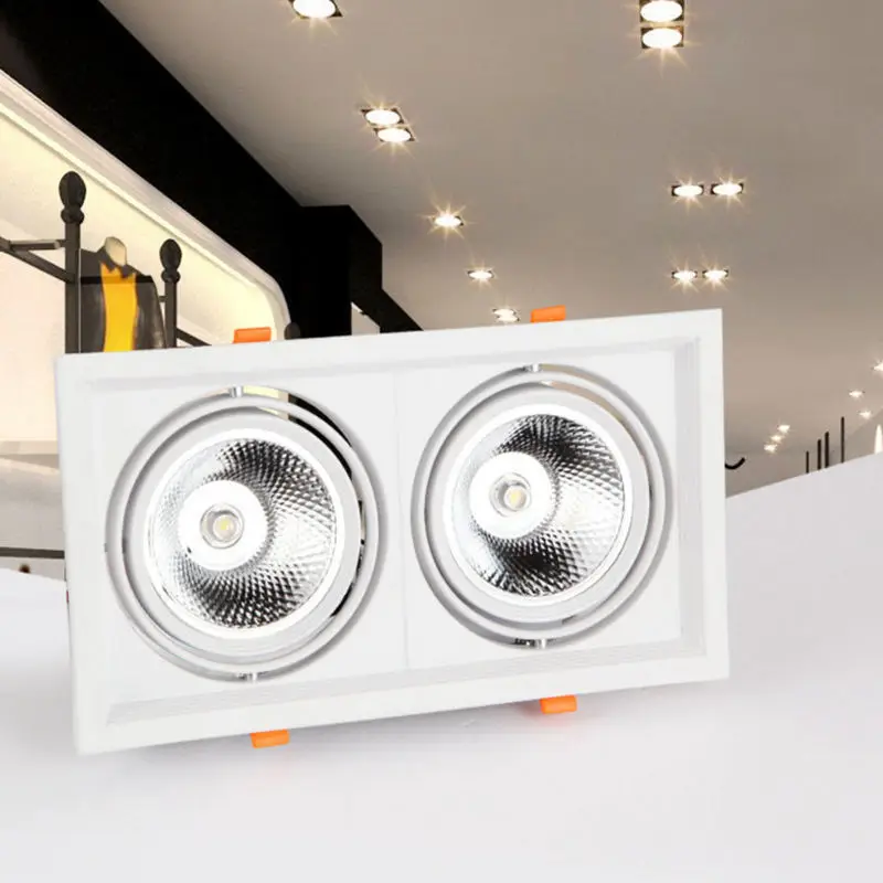 Commercial Double Lamps 30w Spot Lights Ceiling Recessed Die-casting Aluminum Cob Downlight