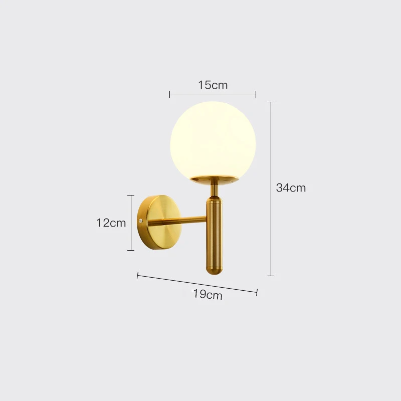 Hotel indoor decorative gold black metal modern Wall Lights led glass sconce Wall Light
