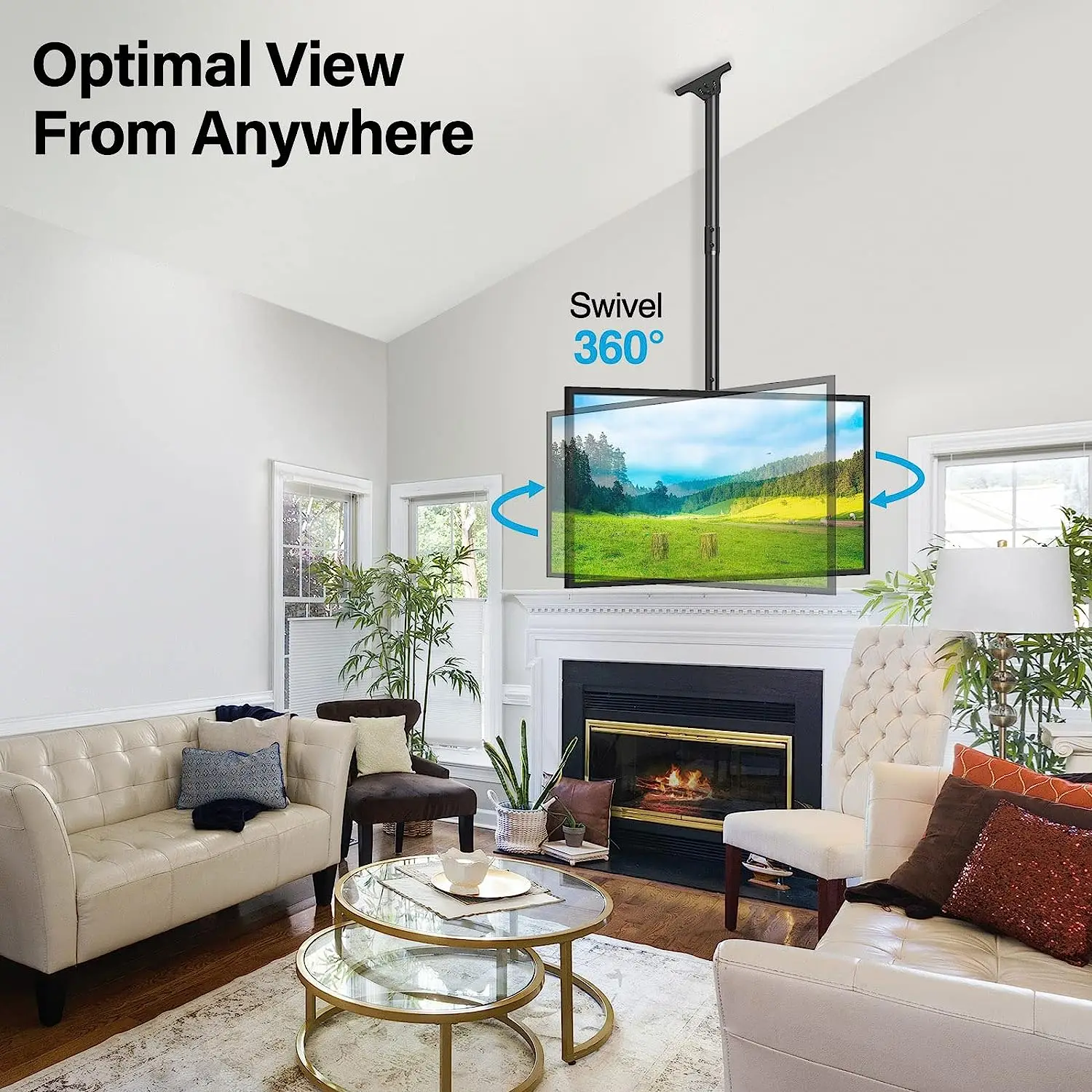 Ceiling TV Mount Hanging Height Adjustable Full Motion TV Bracket Living Room Wall Mount TV Bracket