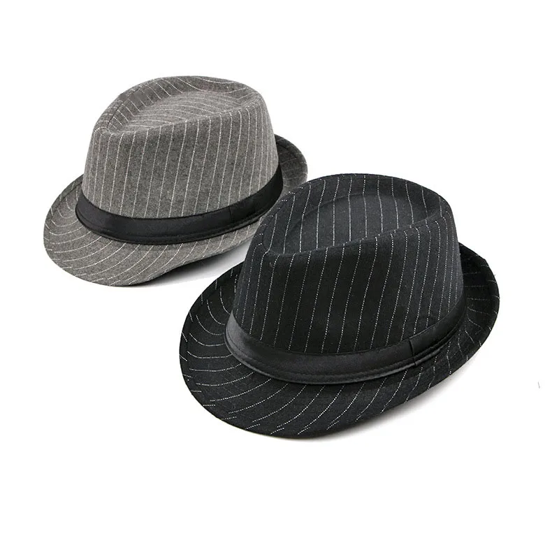 Unisex Classic Trilby Fedora Hat with Band Casual striped Jazz Cap Manhattan