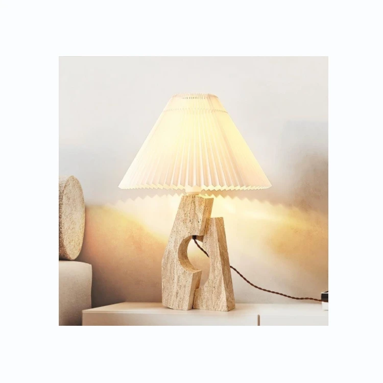 T4585 Travertine E27 lamp base art table designer desk lamp original design factory outlet.