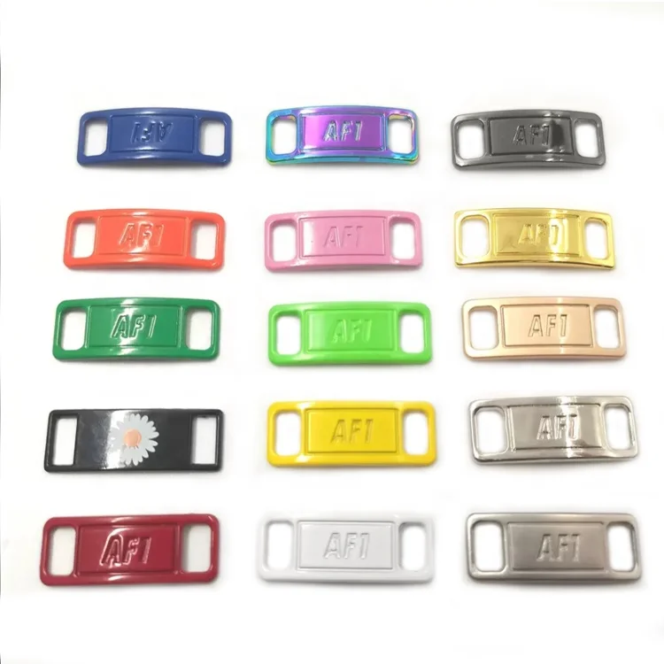 Custom Logo High Quality Shoelace Lock Zinc Alloy Sneaker Shoe Tag Metal af1 Shoelace Buckle