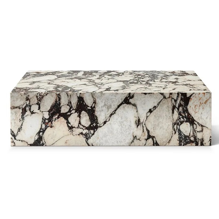 Luxury quality cheap price modern side table nordic Kaia Calacatta Viola Marble Plinth Block Large Coffee Table