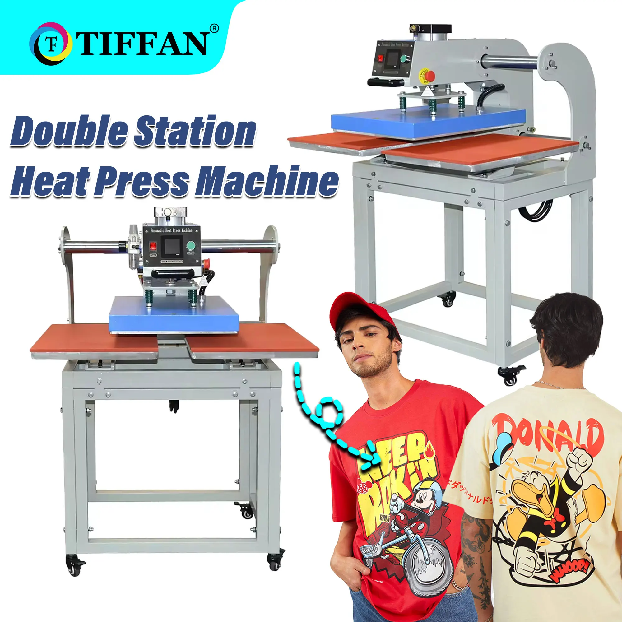 TIFFAN Fully Automatic Pneumatic Oil Hydraulic Multifunctional Heat Press Machines Slide Auto Open t-shirts heat press machine