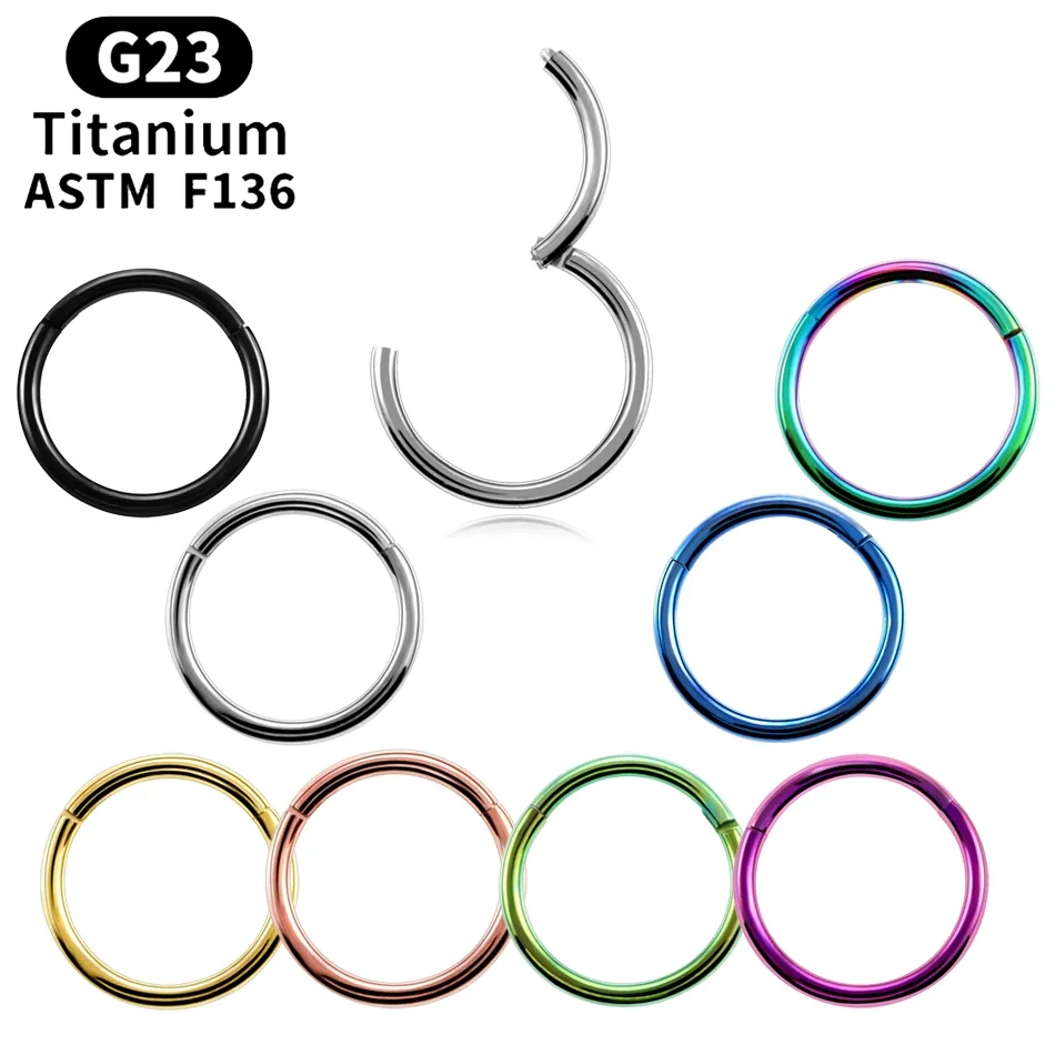 G23 Titanium Nose Rings Hoop 20G 18G 16G 14G Diameter Helix Conch Cartilage Piercing Jewelry Segment Lip Ear Ring For Women Men