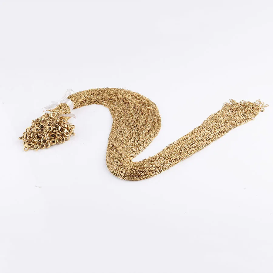 2 мм изготовленный на заказ ожерелье из нержавеющей стали 18K Золотая цепочка с подвеской для ожерелье браслет ювелирных изделий