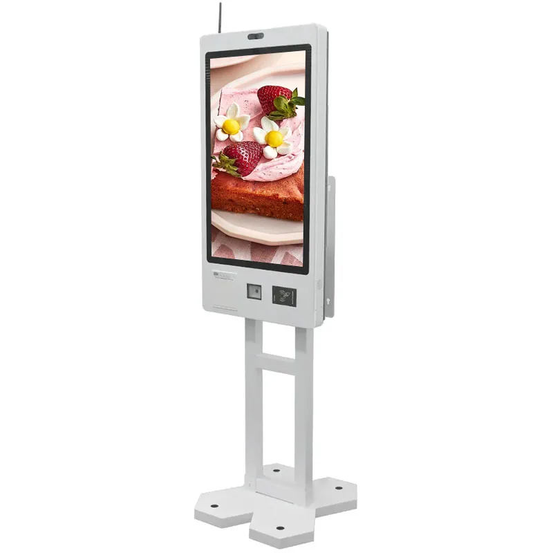21.5 Inch Fast Food Order Kiosk Machine with Touch Screen LCD QR Code Scanner Printer Self-Service Payment for Outdoor Use