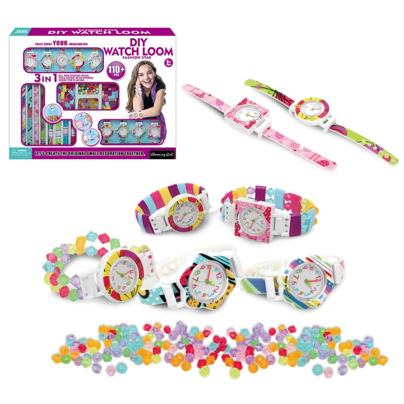 Samtoy 3 In 1 Other Pretend Play Beautiful Fashion Girls Toys Watch Strap Loom Bead Sets Arts Crafts Diy Toys For Kids