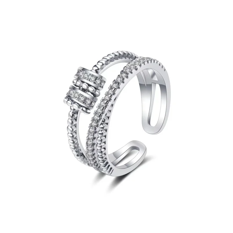 Amazon Best Seller Lucky Beads Fashion Rotating Ring Anxiety Worry Finger Ring with Card Stress Relief Adjustable Spinner Ring