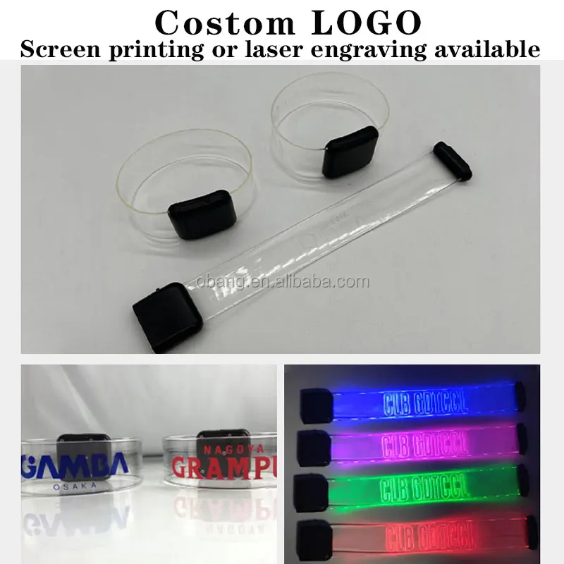 Wholesale TPU sound activated led bracelet movement magnetic can add logo led wristbands