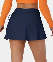 Женская теннисная юбка лучшего качества с принтом логотипа на заказ, дышащая черная теннисная юбка с высокой талией для девочек