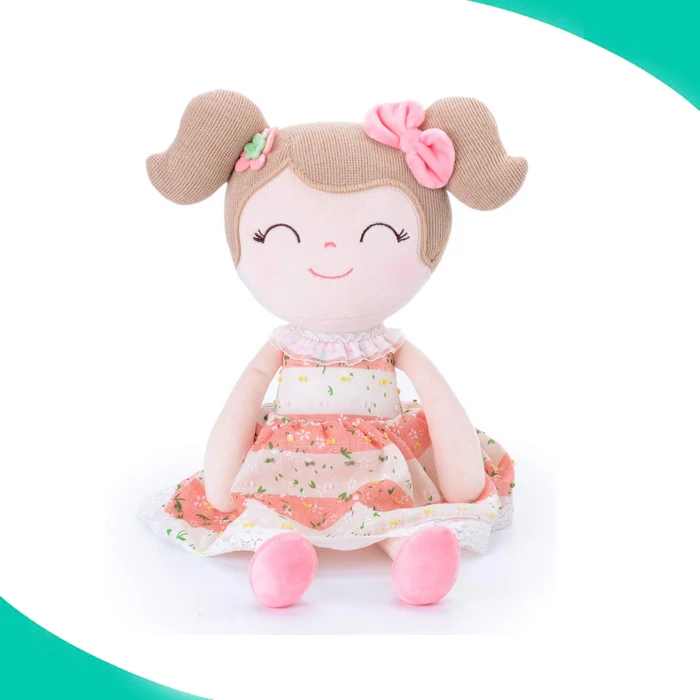 Fabric Doll Rag Doll Cloth Doll Girl in Dainty Floral Print Dress