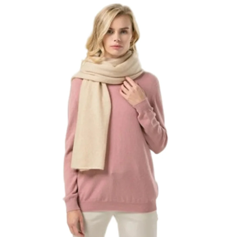 Faddish and Cozy Soft Customized Pink Camel Black Color Women Long Scarf Cashmere Shawl for Winter