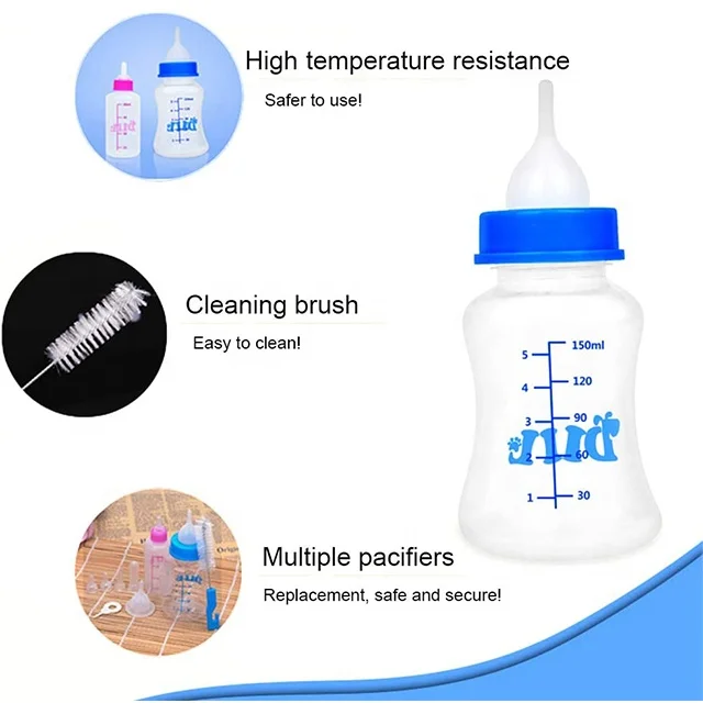 Tiktok Hot Selling 60ml/150ml High Temperature Resistance Pet Feeding Bottle Kit Cat Nipple