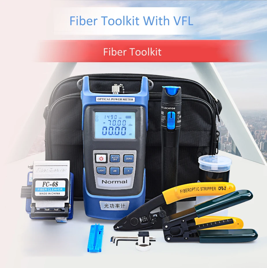 30KM VFL Testers &Tools OPM Optical Power Meter FC-6S Fiber Cleaver Visual Fault Locator Fiber Optic Equipment Optical Toolkit