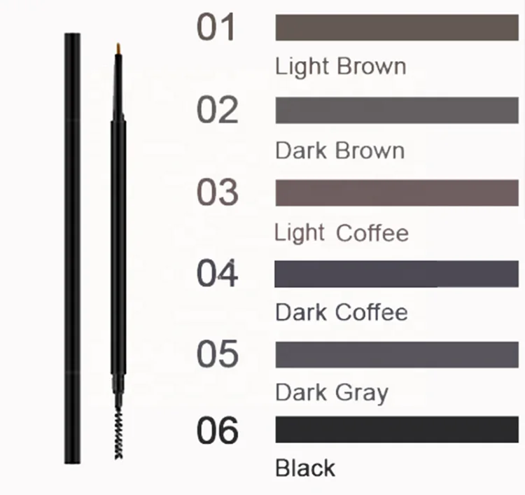 Waterproof Slim Fine Tip Dark Brown Eye Brow Pencil Private Label Custom Cruelty Free Eyebrow Pen Slim Vegan Eyebrow Pencil