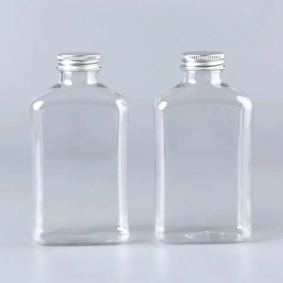 Clear square pet plastic bottle cold pressed juice Drink cold brewed coffee with plastic water bottle