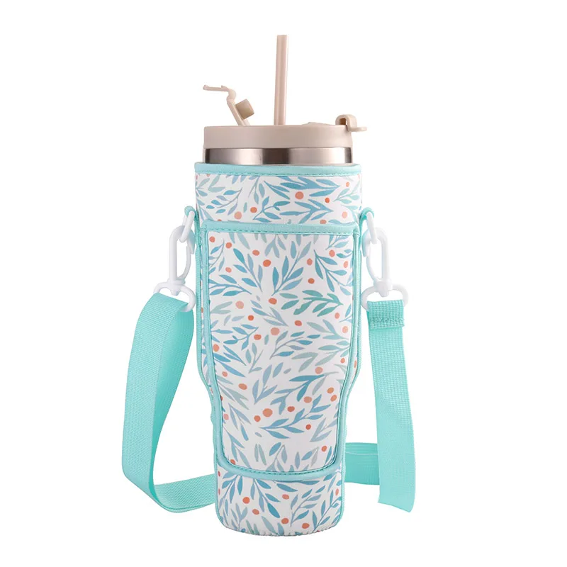 Outdoor SWater Bottle Portable Strap Type Warm Cup With Protective Cover 40 Ounces SBR Material Cup Protective Cover