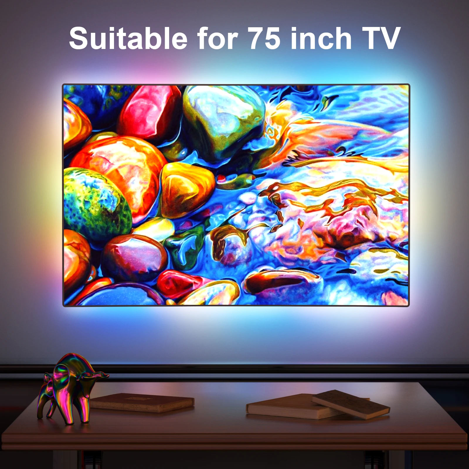 TV LED Backlight Immersion Ambient TV Strip Lights for 55-65 Inch HDMI 2.0 Sync Box RGB Backlight Music Sync TV Light
